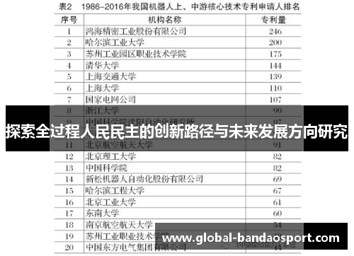 探索全过程人民民主的创新路径与未来发展方向研究